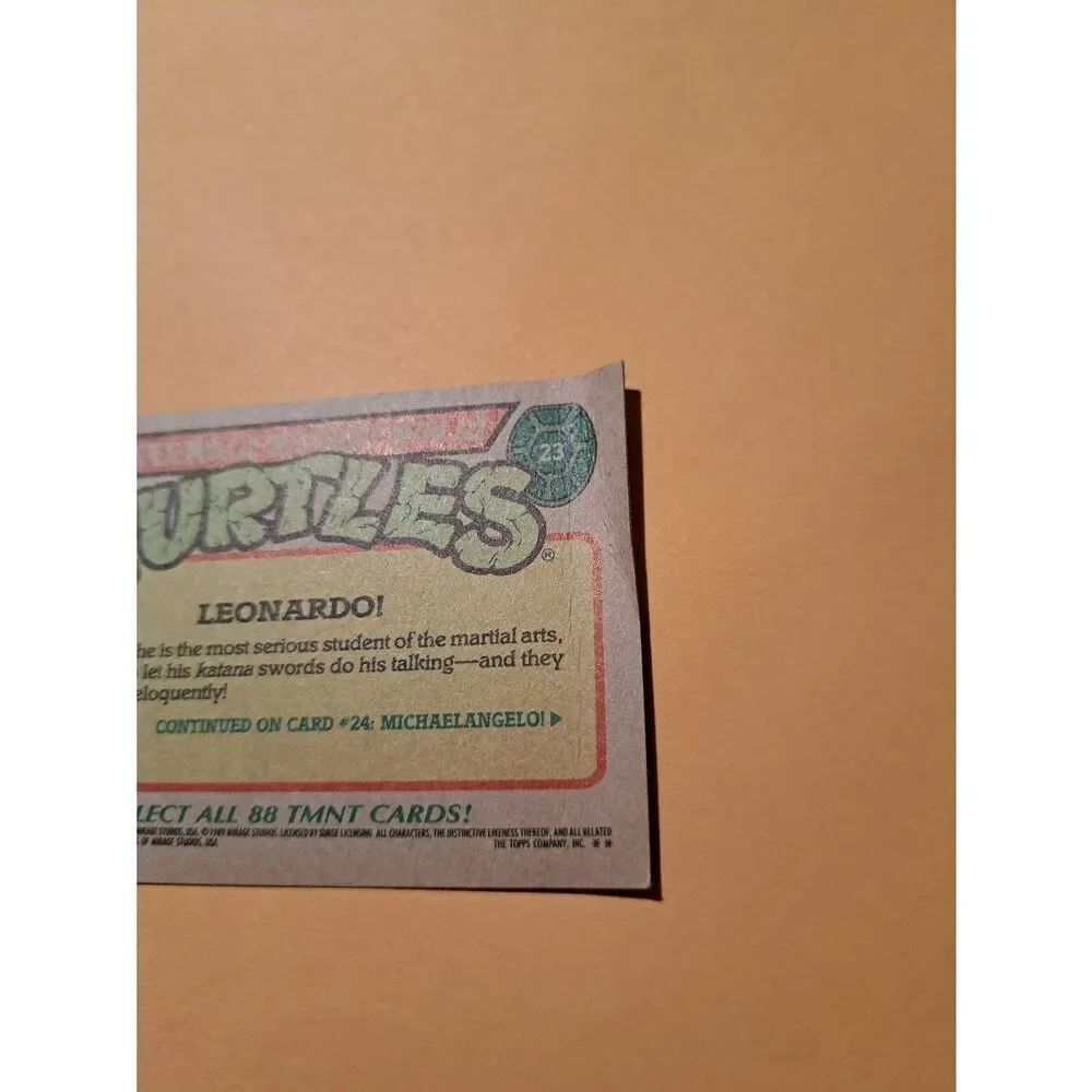 1989 Topps TMNT Leonardo Trading Card 23 Teenage Mutant Ninja Turtles